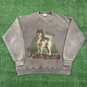 Vintage 90s Sun Sportswear Lone Wolf Crewneck Sweater